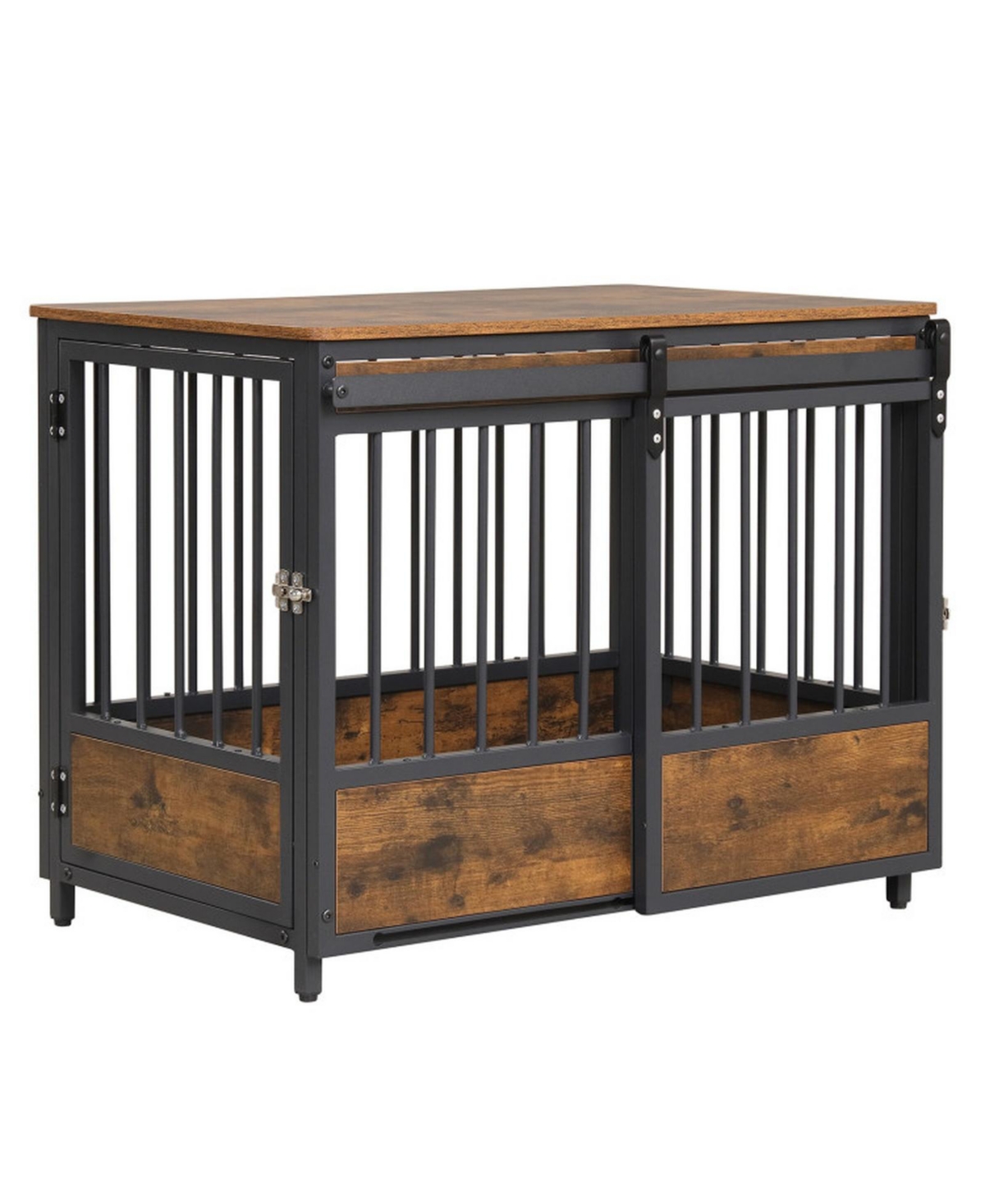 Hongge 32.5 Inch Furniture Style Dog Crate Featuring Sliding Barn Door