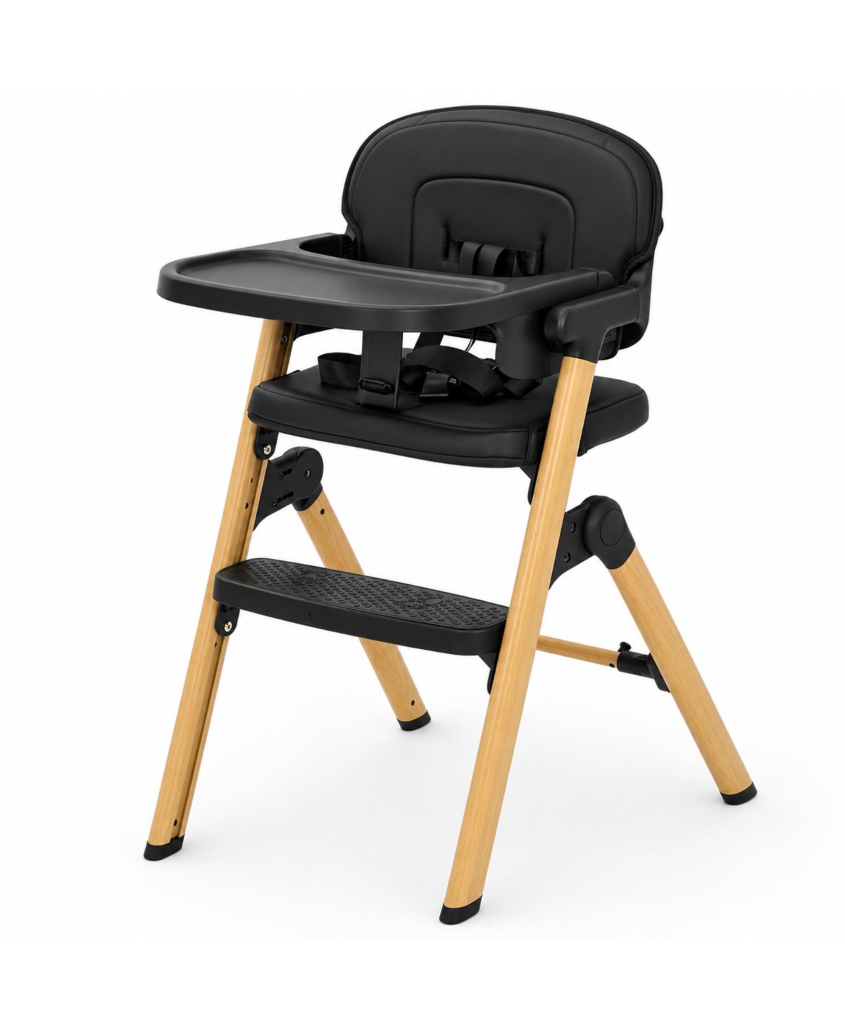 homfan Nordic Style Adjustable Height Collapsible High Chair with Removable Tray, Footrest, 5-Point Harness and Non-Slip Base Feeding Booster Chair -