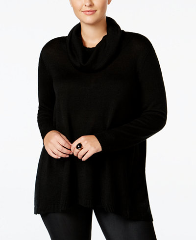 WHITESPACE Trendy Plus Size Split-Back Sweater