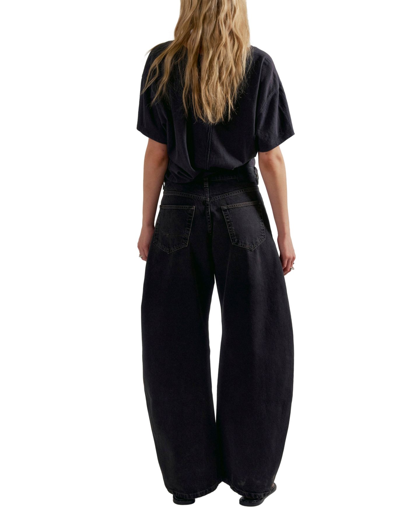 Женские джинсы Free People Golden Hour Low-Rise Barrel Leg Denim, цвет: Тёмно-коричневый — фото 5