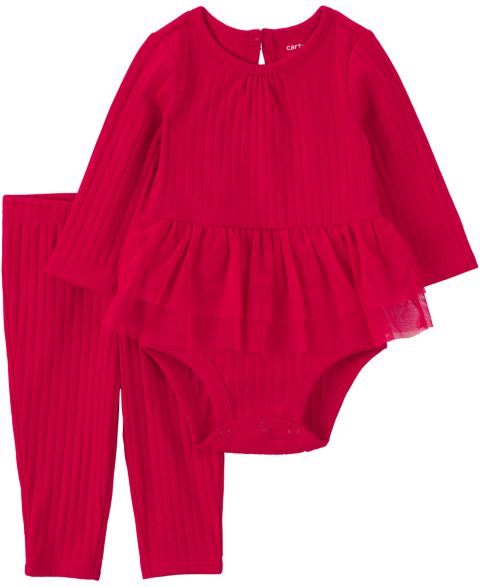 Carter's Baby Girls' Long-Sleeve Keyhole-Back Bodysuit and Pant, 2-Piece Set, цвет: Красный