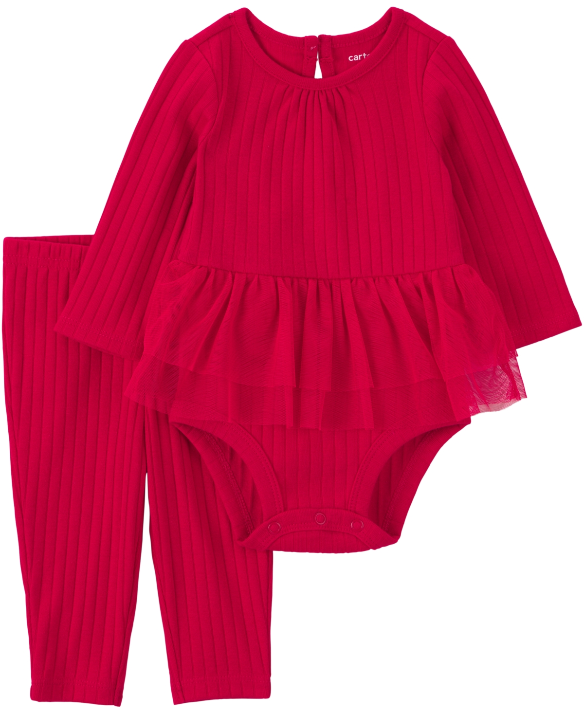 Carter's Baby Girls' Long-Sleeve Keyhole-Back Bodysuit and Pant, 2-Piece Set