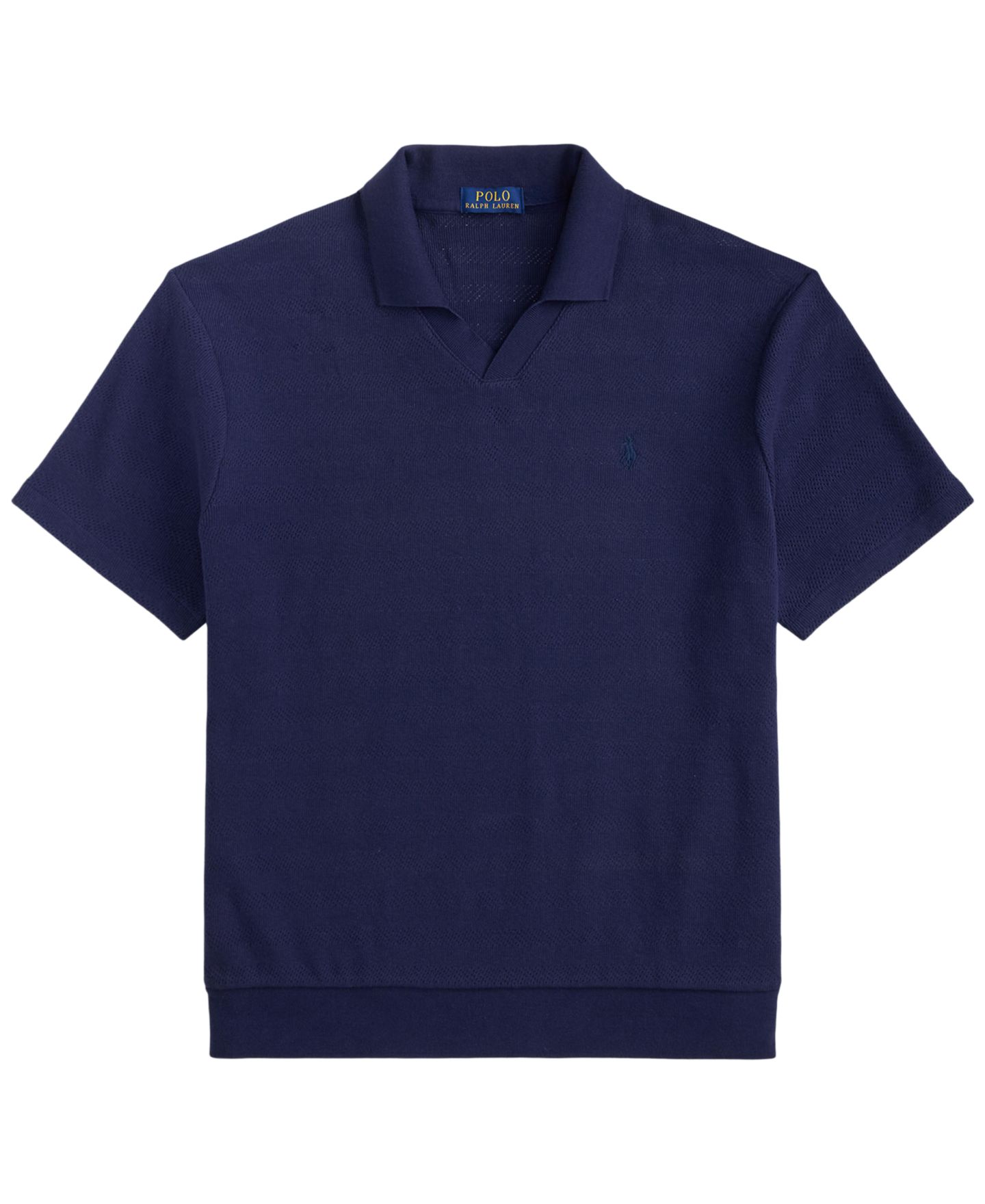 Мужское поло Polo Ralph Lauren Pointelle-Ribbed Regular-Fit Polo Shirt, цвет: Тёмно-синий — фото 5
