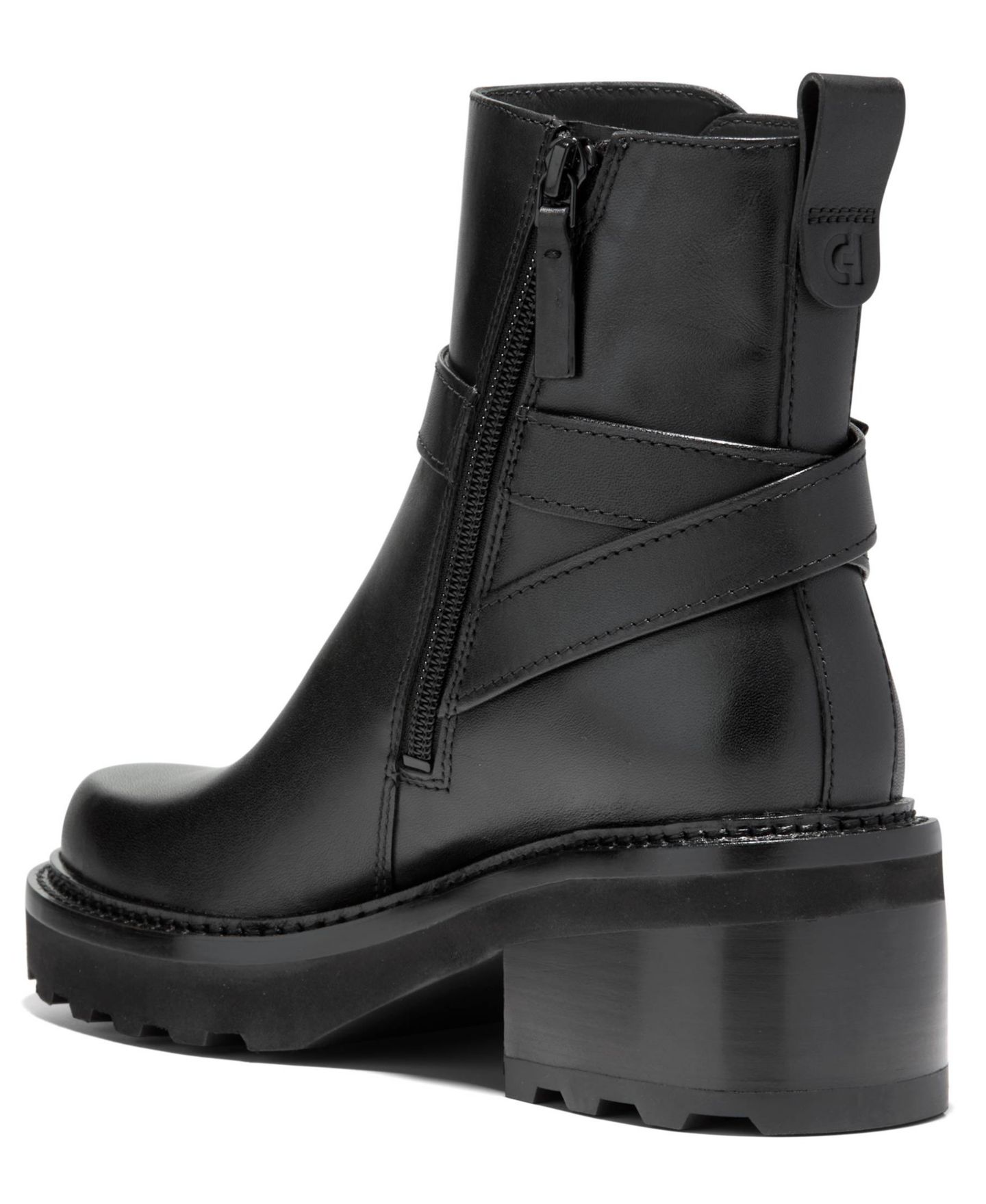 Женские ботинки Cole Haan Solene Lug Buckle Booties, цвет: Чёрный кожаный — фото 3