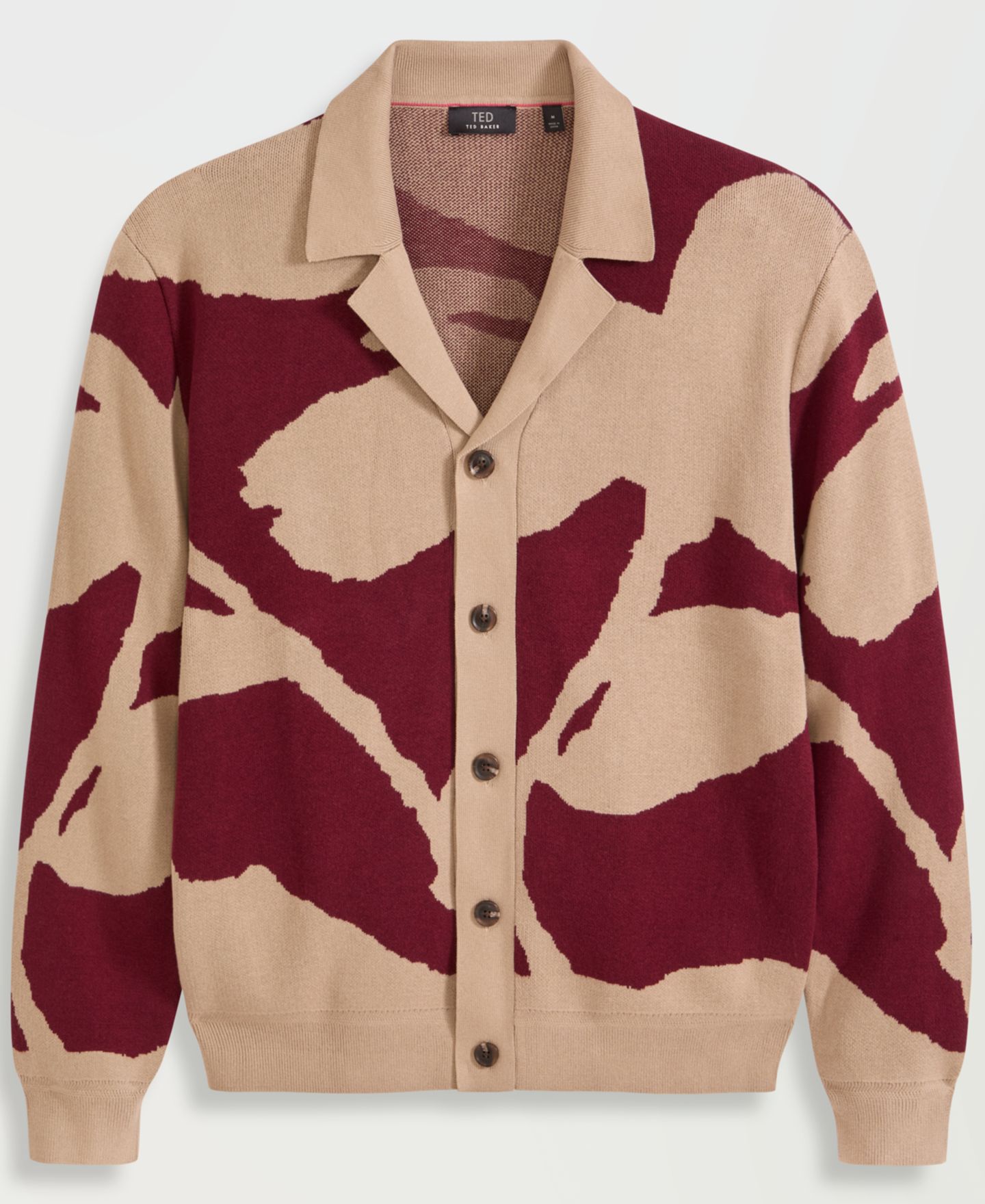 Мужской кардиган Ted by Ted Baker Camdem из смеси хлопка с цветочным принтом, цвет: Красный — фото 5