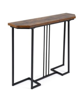 Modern Narrow Entryway Console Table with Metal Legs