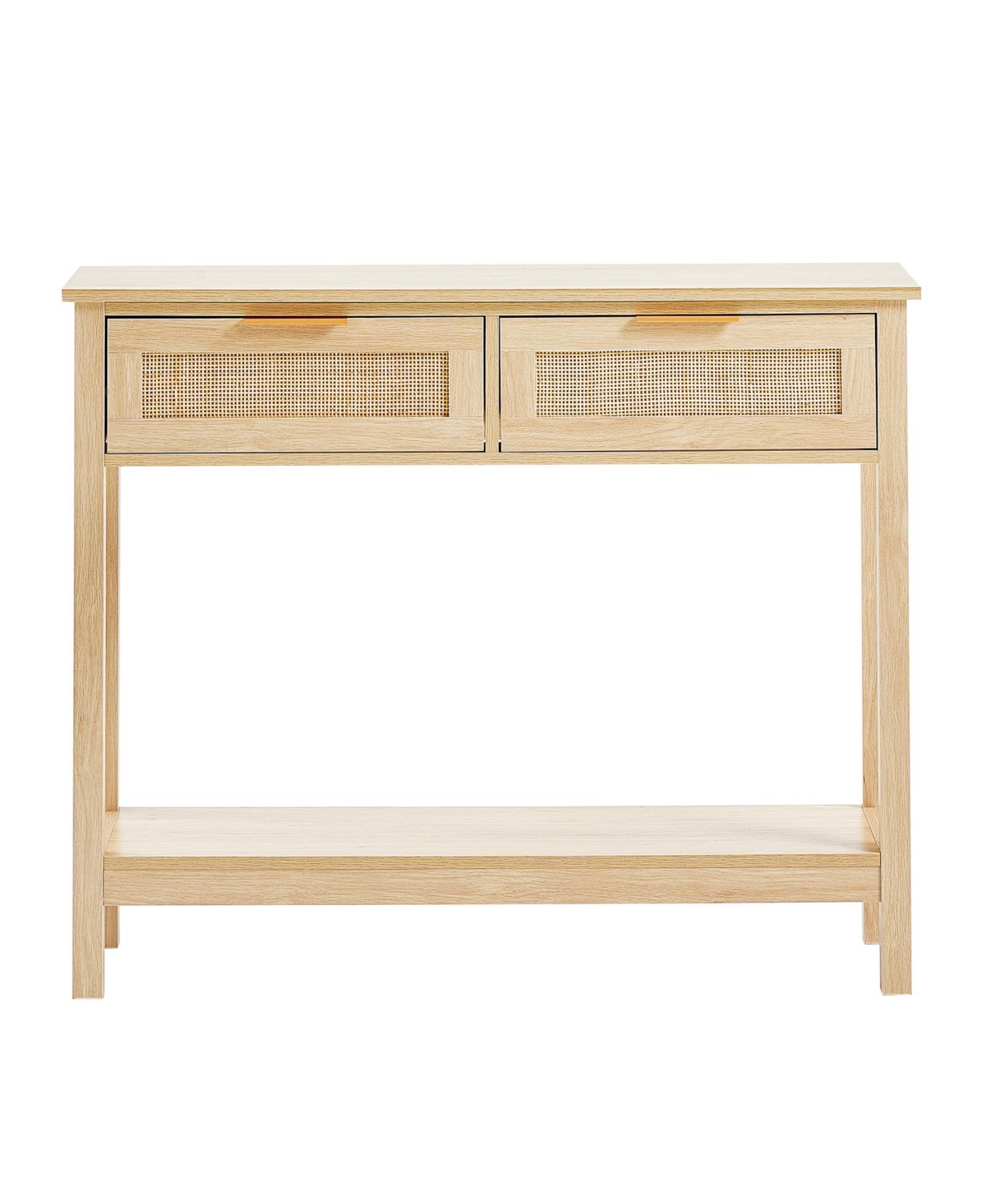 Gouun Rattan Door Console Table Featuring Two Storage Drawers