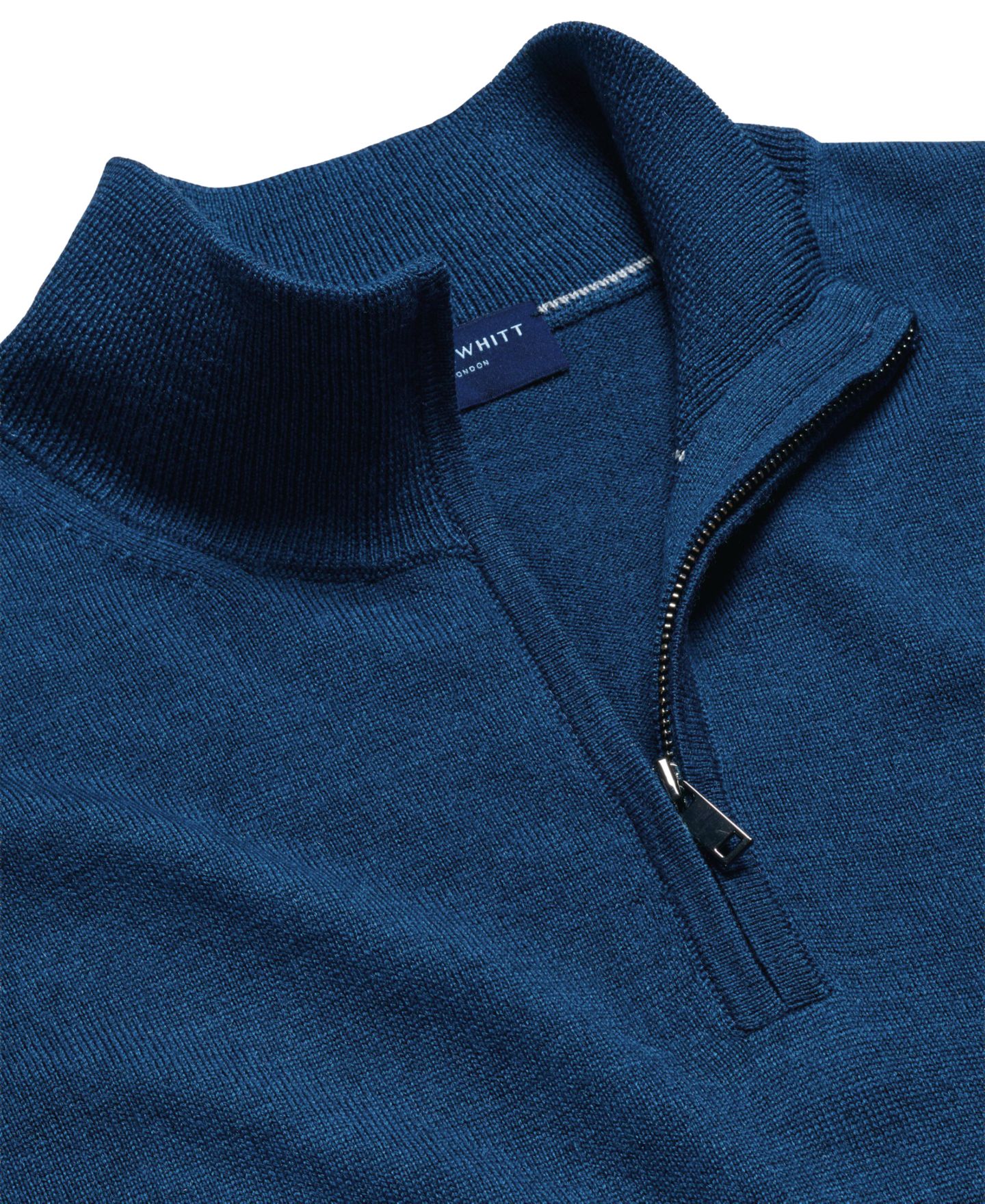 Мужской свитер Charles Tyrwhitt Royal B из мериносовой шерсти на молнии до груди, цвет: Королевский синий — фото 5