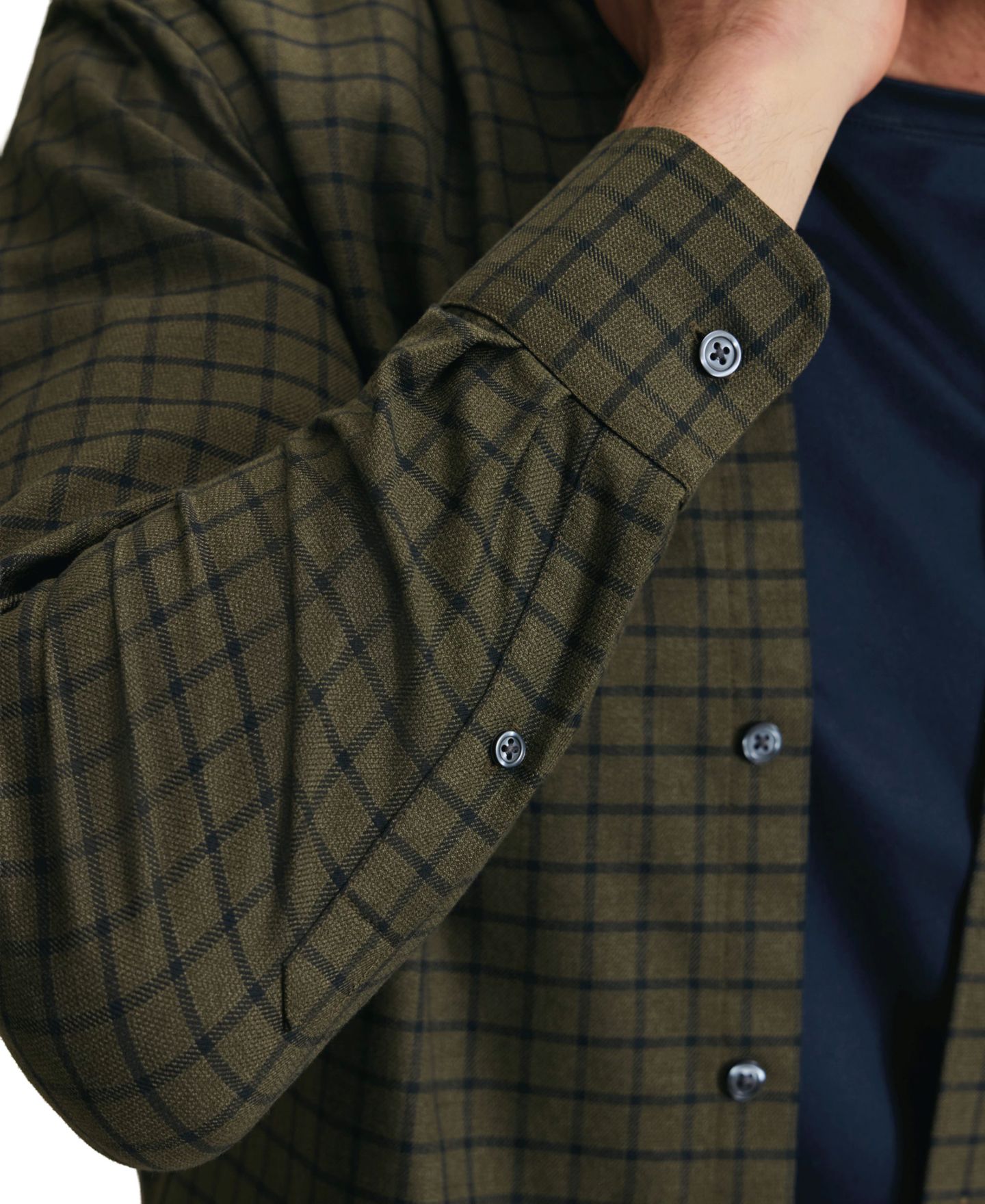 Мужская рубашка Charles Tyrwhitt Slim-Fit Non-Iron Check, цвет: Оливковый — фото 4