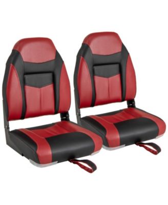 Set of 2 High Back Folding Boat Seats with Thick Sponge Cushion