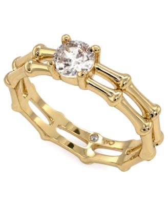 And Now This - Cubic Zirconia Bamboo Ring Gold