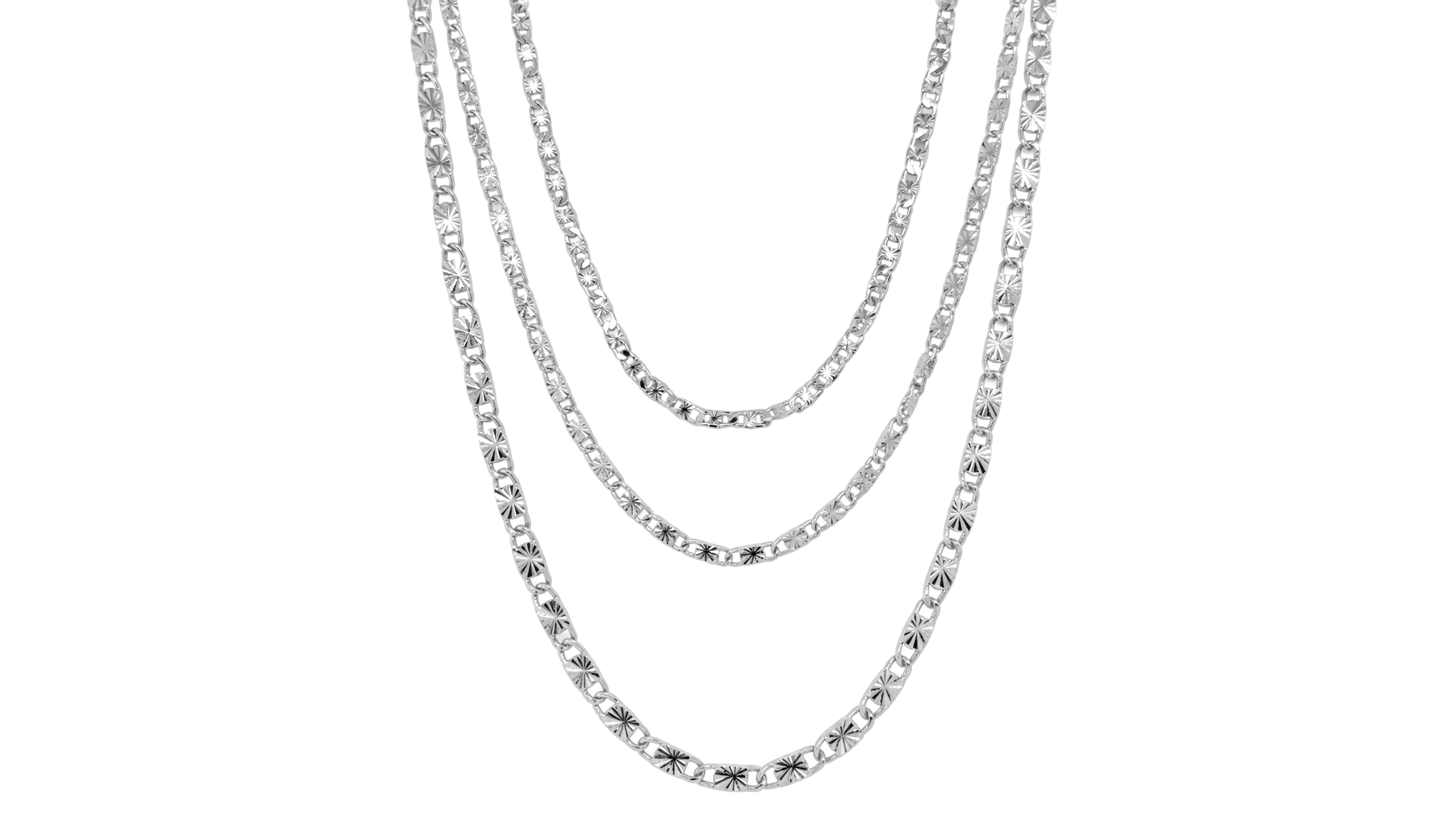 And Now This Triple Strand Diamond Cut Chain Necklace