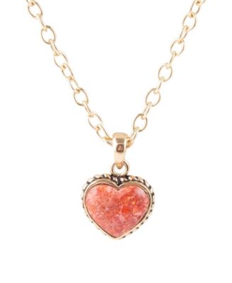 Genuine Orange Sponge Coral Heart Pendant Necklace