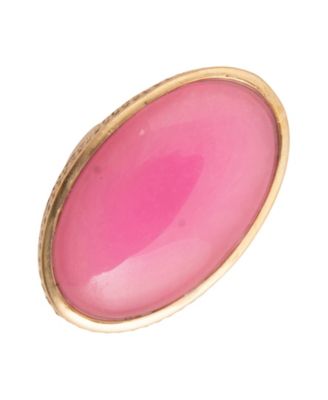 Ovation Genuine Pink Jade Gold-Tone Oval Ring