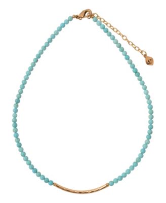 Genuine Turquoise Statement Choker Beaded Necklace, 16.5"