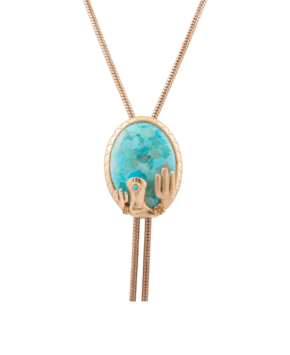 Barse Genuine Blue Turquoise Bolo Tie Pendant Necklace