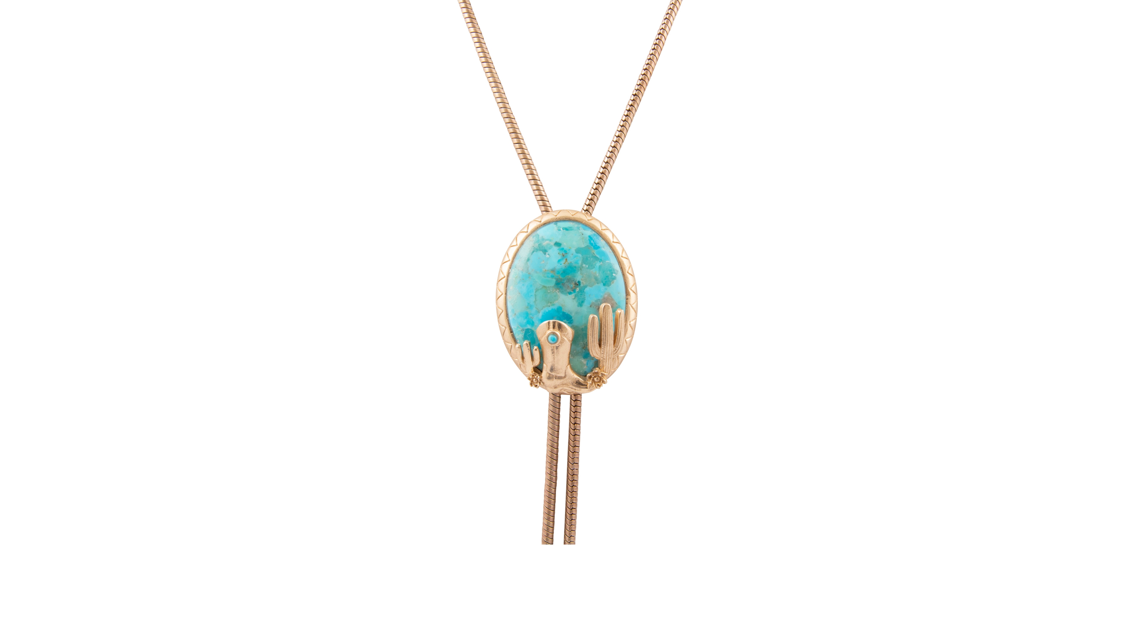Barse Genuine Blue Turquoise Bolo Tie Pendant Necklace