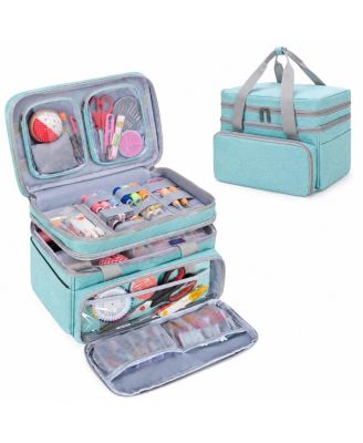 Double Layer Polka Dot Sewing Accessories Organizer with Storage Pockets