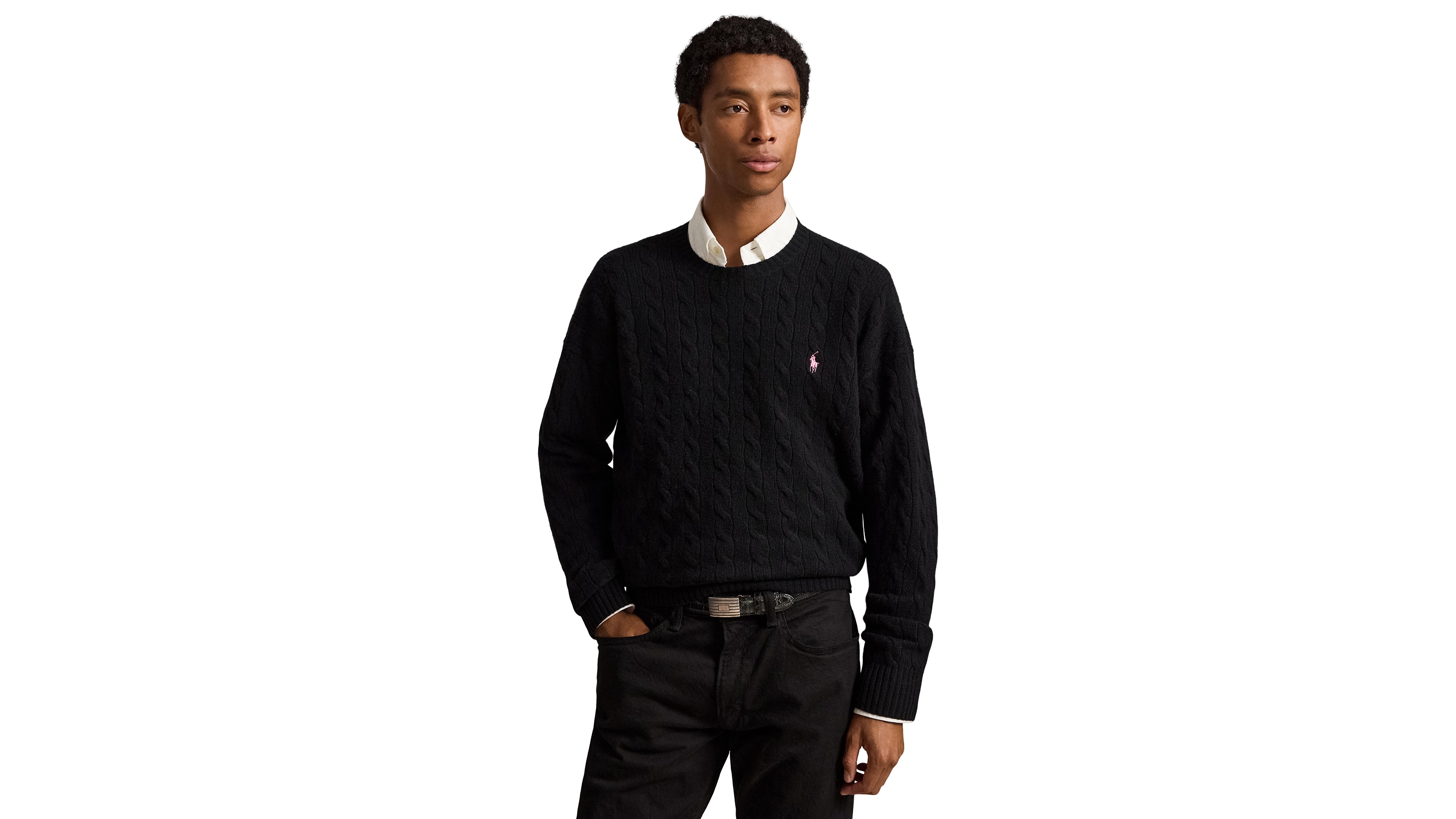 Polo Ralph Lauren Men's Pink Pony Cable-Knit Relaxed-Fit Wool-Cashmere Sweater