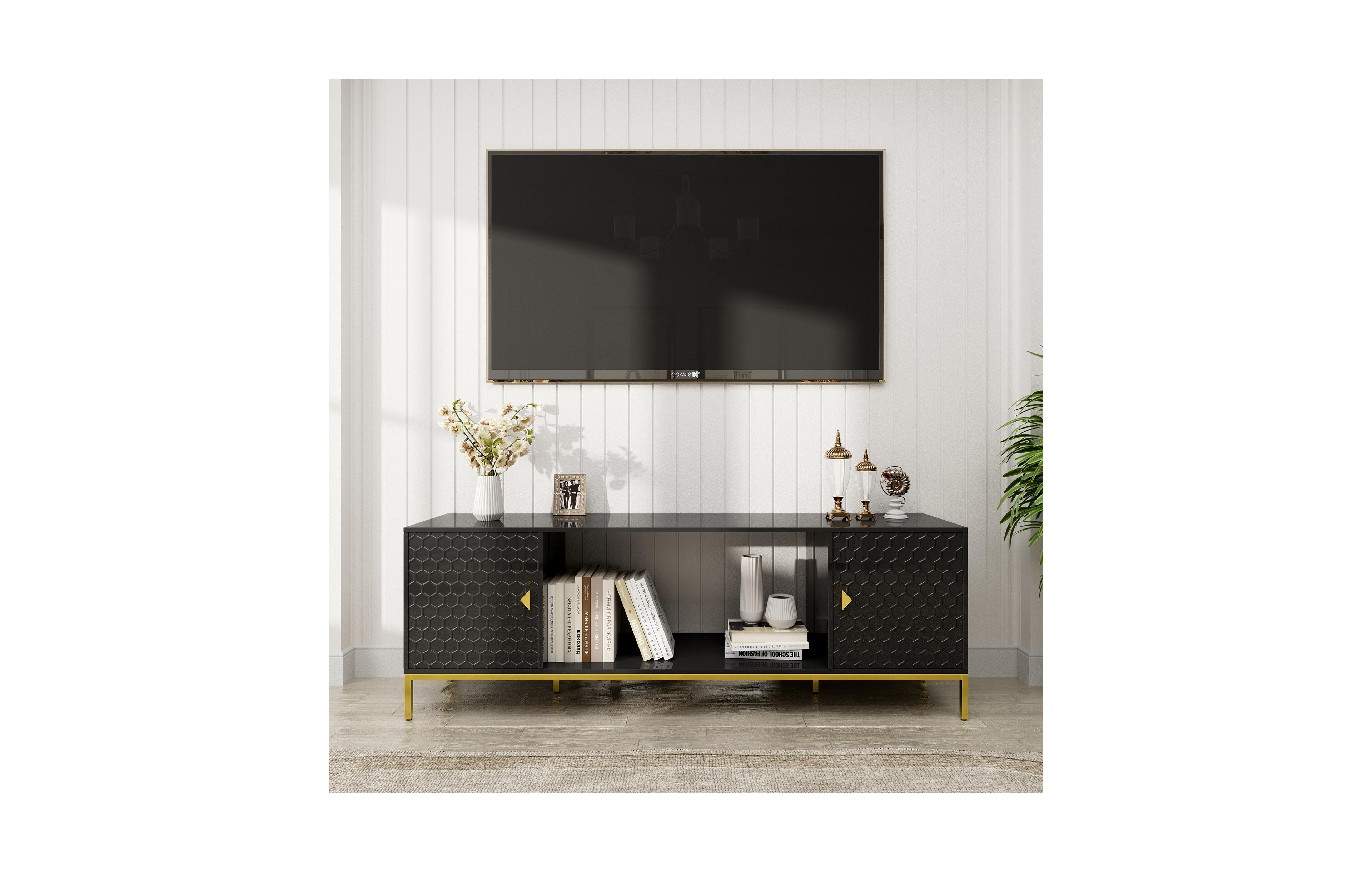 Flynama 70" Tv Stand with Cabinet Storage and Open Shelves