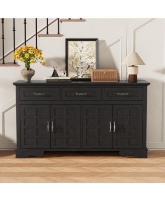 Sideboard Buffet Cabinet With Storage, Coffee Bar Cabinet, Farmhouse Buffet Table With 4 Doors and 3 Drawers For Dining Room, Living Room, Kitchen