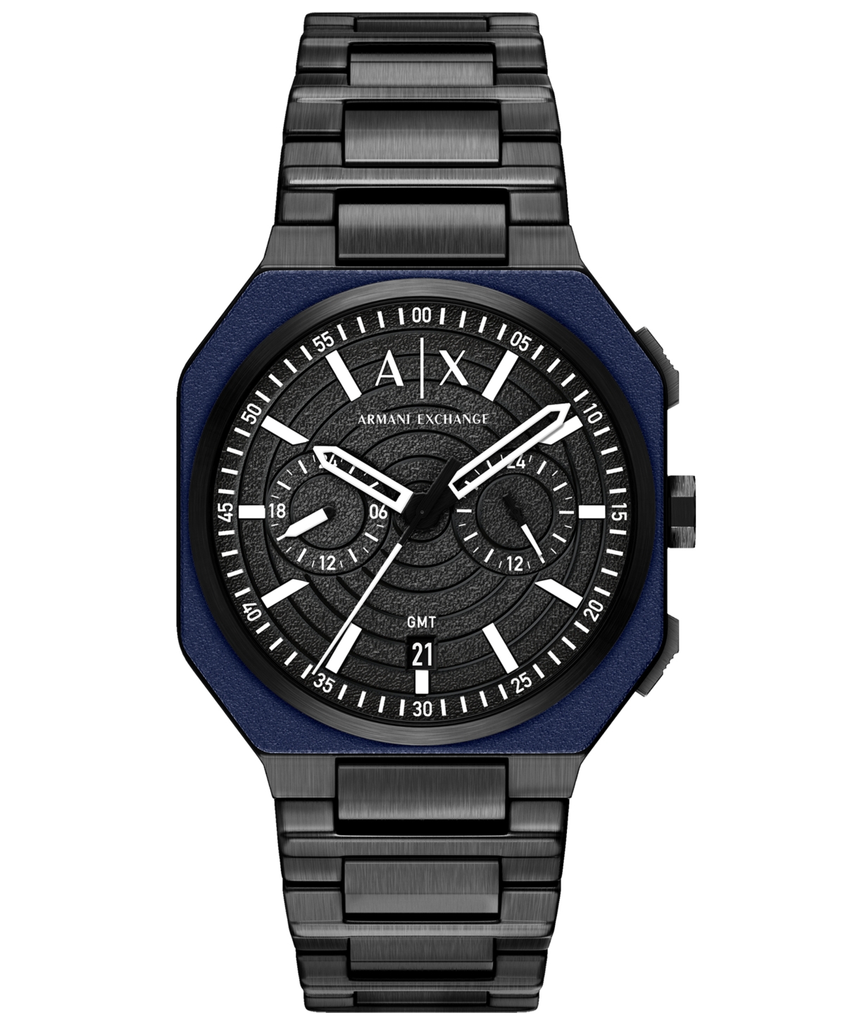 A|X Armani Exchange Men's Quartz Dual-Time Bass Black Stainless Steel Watch 40mm - Black