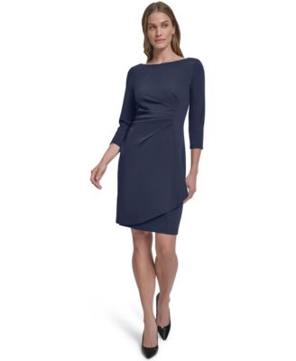 Women's 3/4-Sleeve Ruched Short Dress