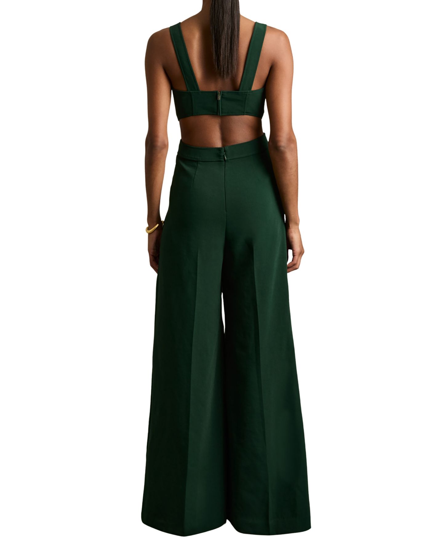 Женский комбинезон REISS Dion Sleeveless Open Back Wide-Leg Jumpsuit, цвет: Зелёный — фото 4