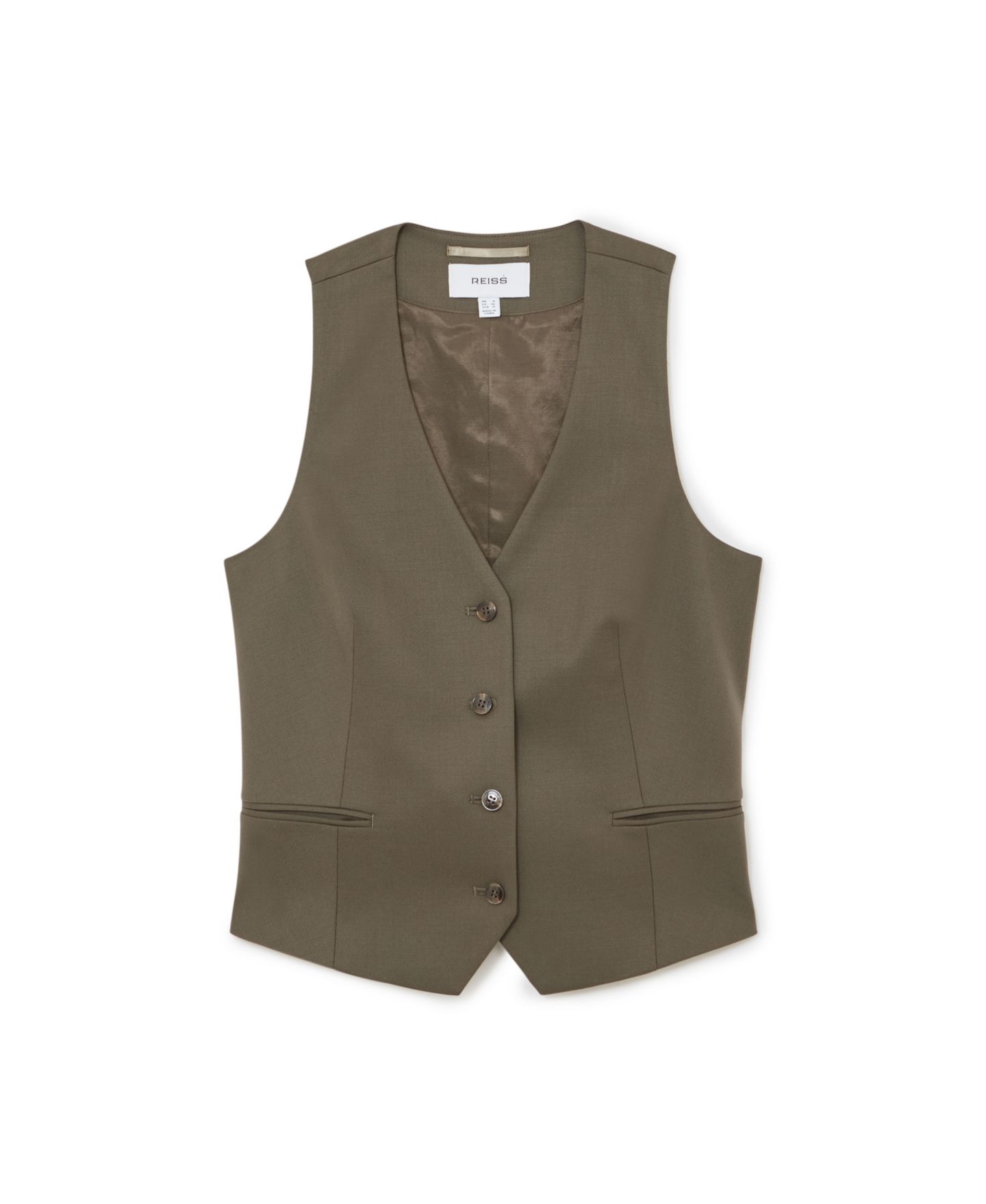 Женский жилет REISS Solene Tailored V-Neck Wool-Blend, цвет: Зелёный — фото 4