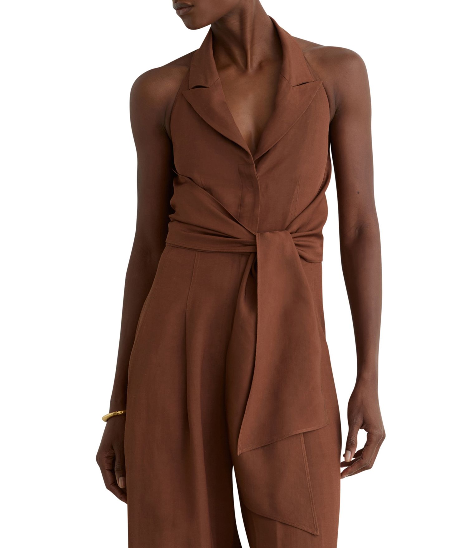 Женский комбинезон REISS Petite Taya Sleeveless Wide-Leg Jumpsuit, цвет: Ржавый — фото 2