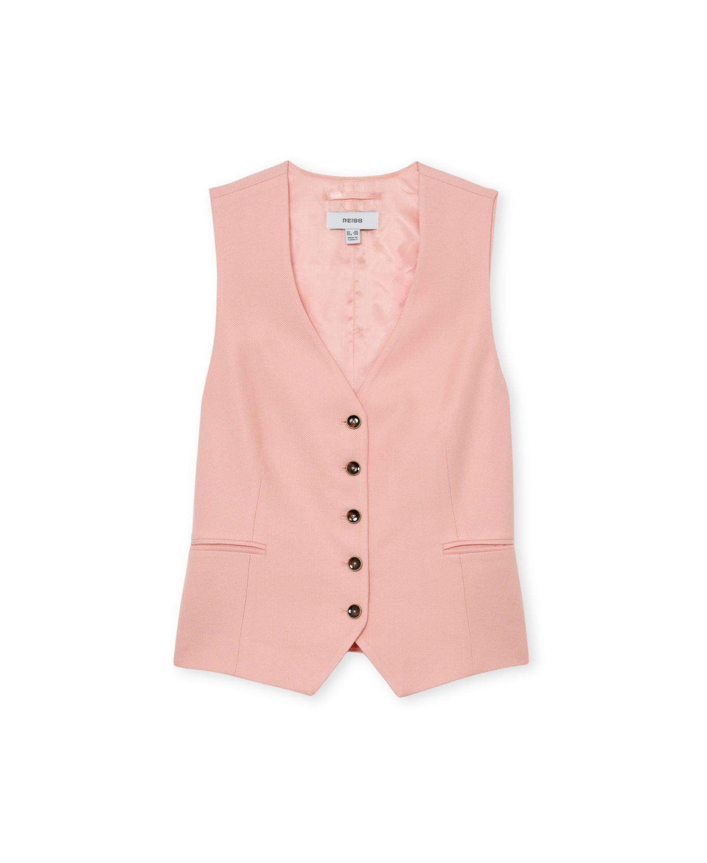 Женский жилет REISS Magda Sleeveless V-Neck Tailored, цвет: Розовый — фото 4