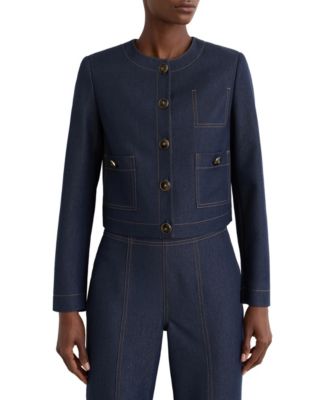 Women's Edie Denim Button-Front Cropped Jacket