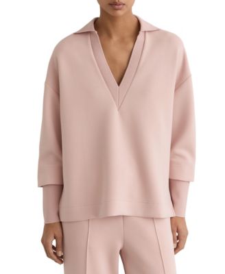 Women's V-Neck Dropped-Shoulder Long-Sleeve Sweatshirt