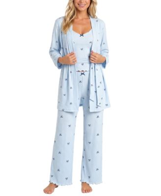 Women's Brushed Pointelle Tank, Duster, and Pants, 3-Piece Set