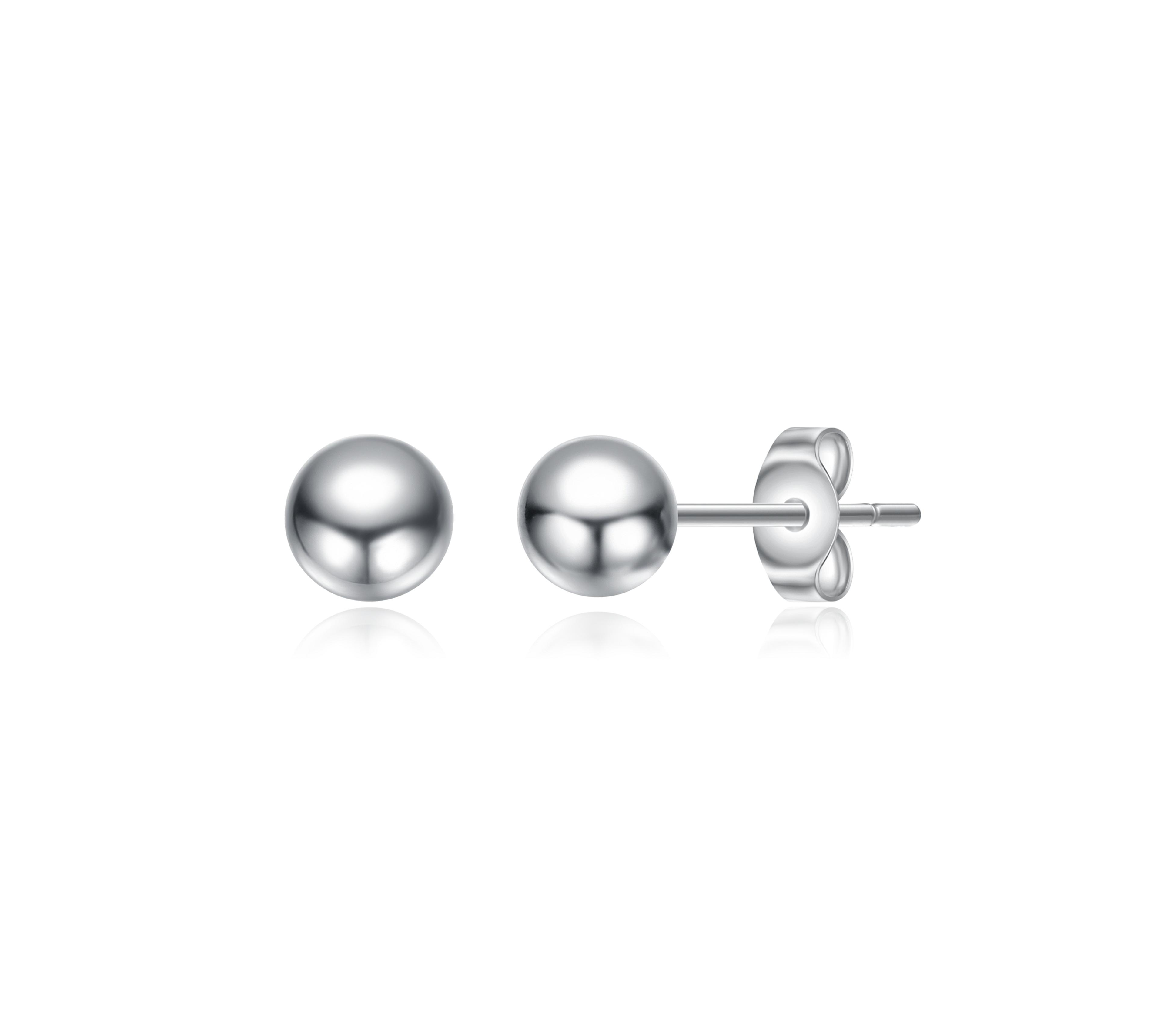 GiGiGirl Sterling Silver White Gold Plated Round Ball Stud Earrings