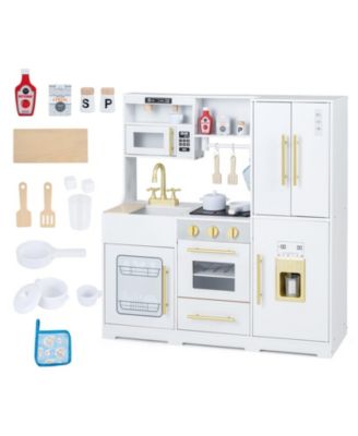 Wooden Lights and Sounds 13-Piece Play Kitchen Set, Ages 3+