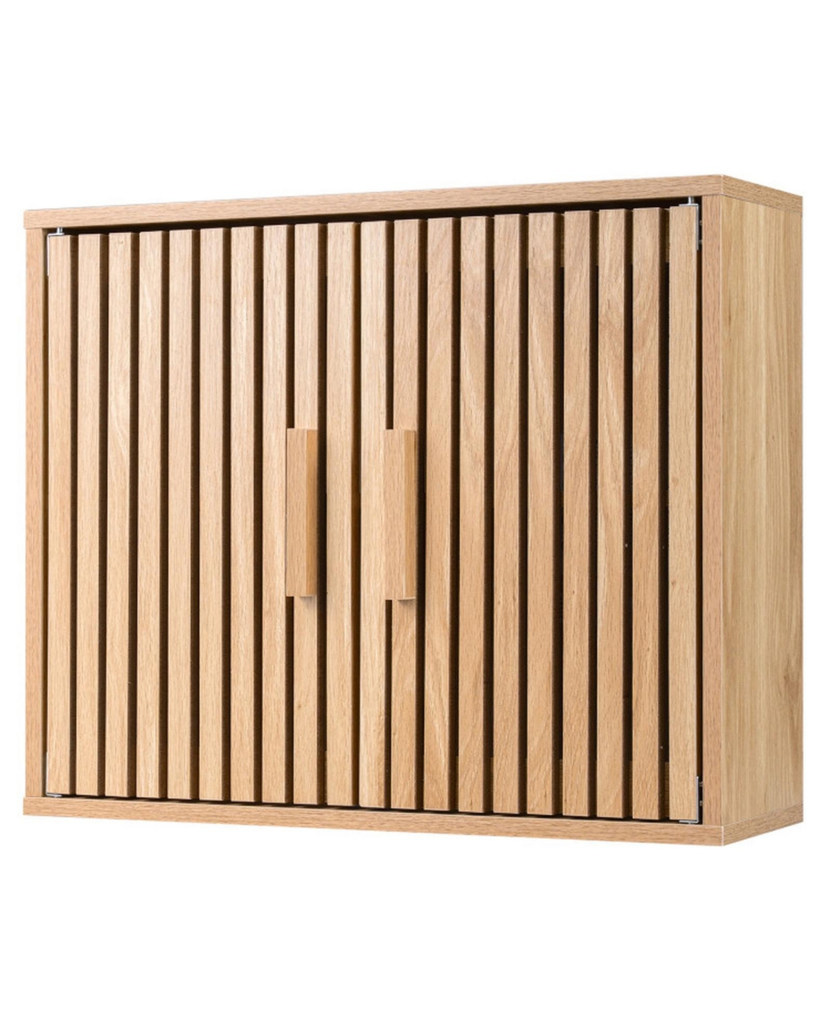 Hongge Two Tier Bathroom Wall Cabinet with Slatted Door Fronts