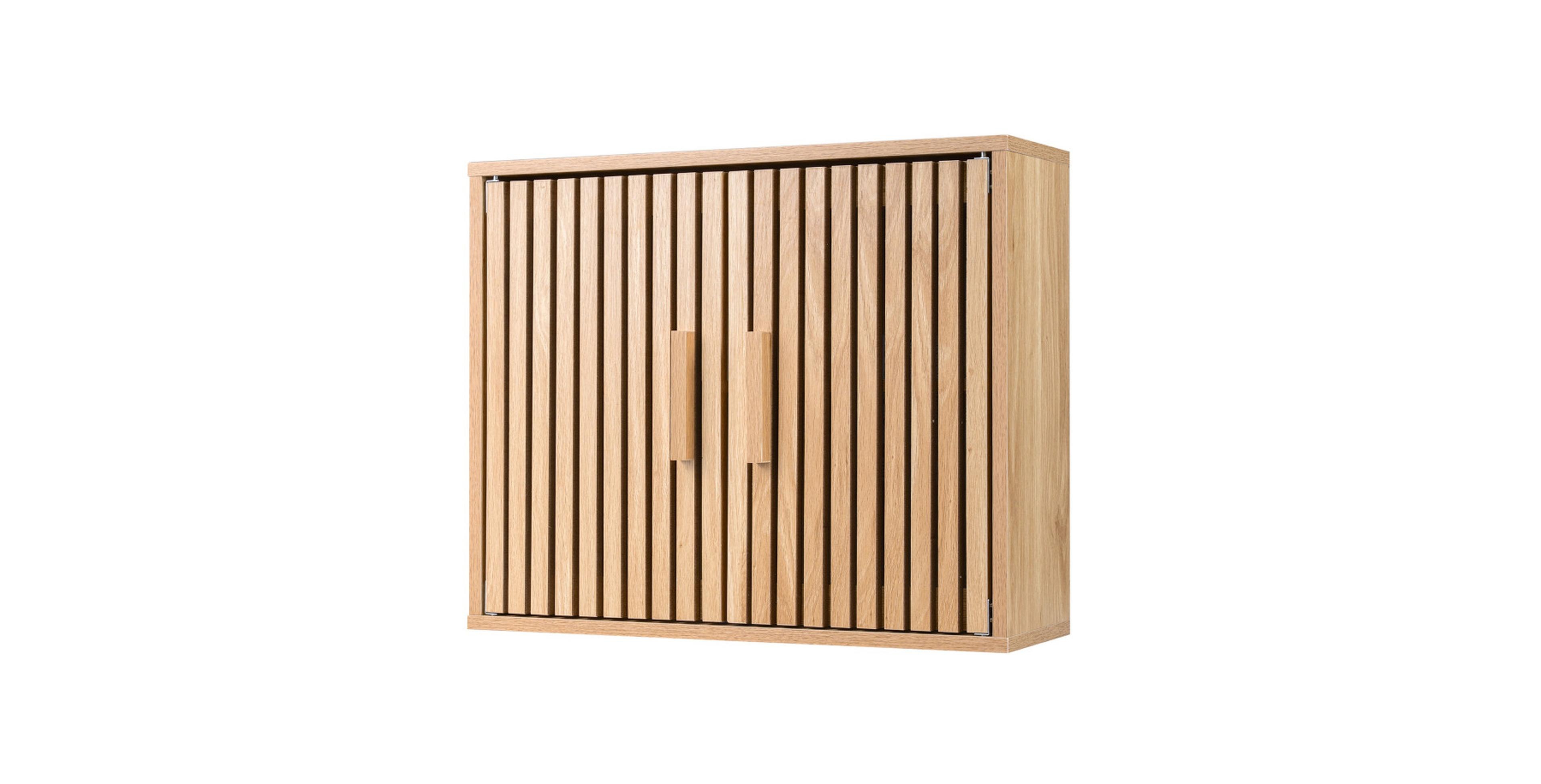 Hongge Two Tier Bathroom Wall Cabinet with Slatted Door Fronts