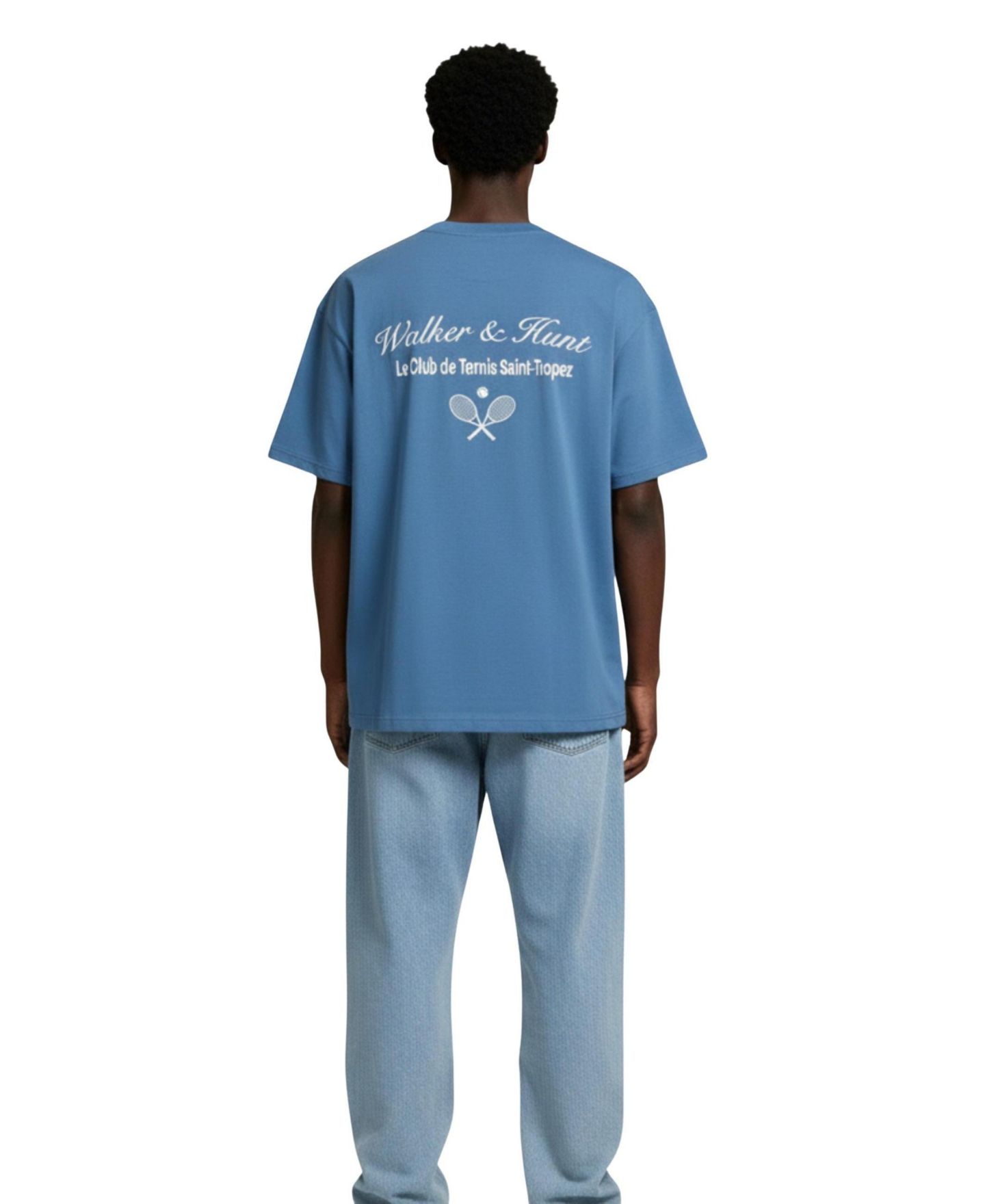 Мужская футболка Walker & Hunt Saint-Tropez Tennis Club Oversized Graphic, цвет: Синий — фото 3