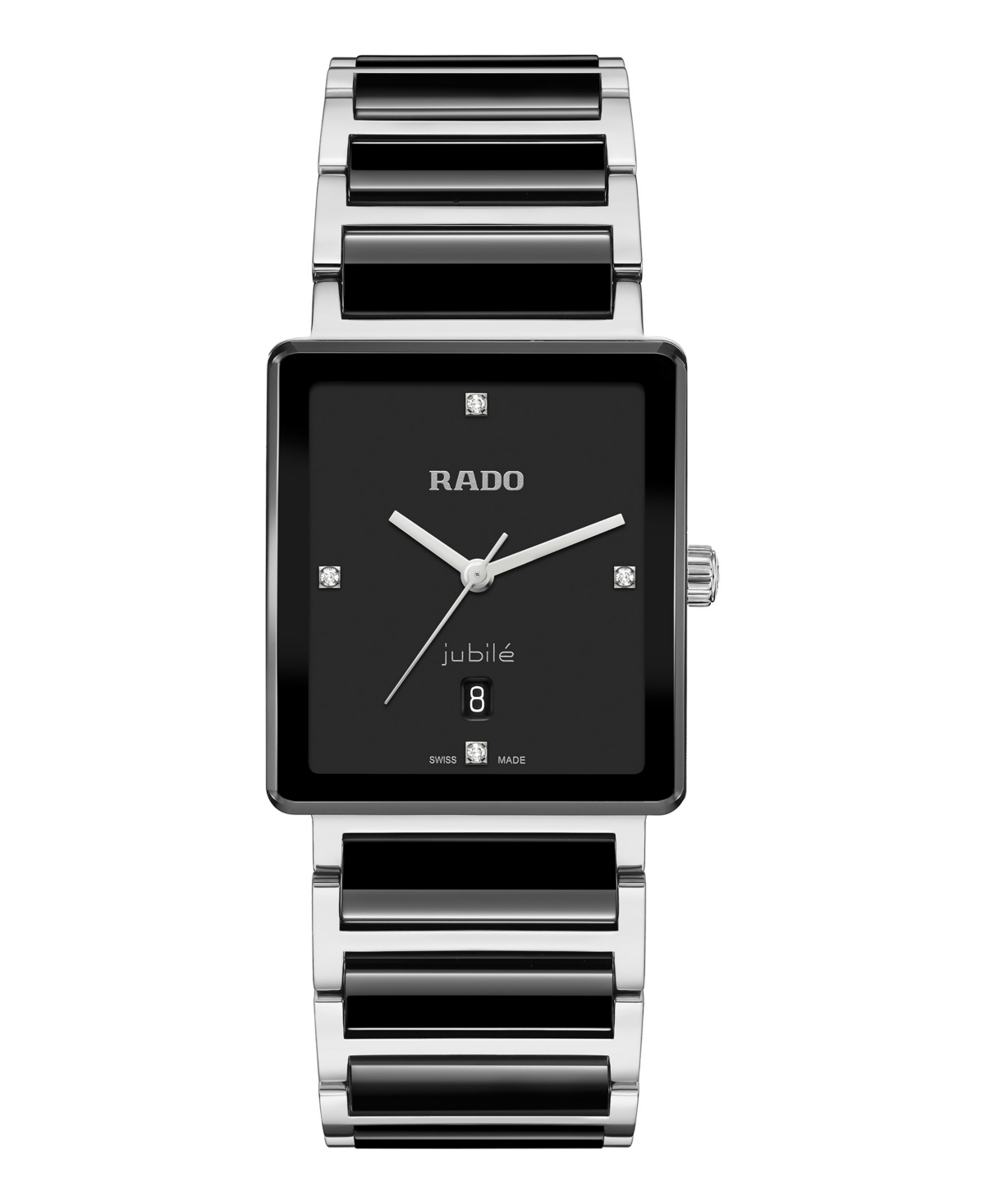 Rado Men's Swiss Quartz Integral Diamond Two-Tone Stainless Steel Watch 31.5mm - Black -BlackSilver