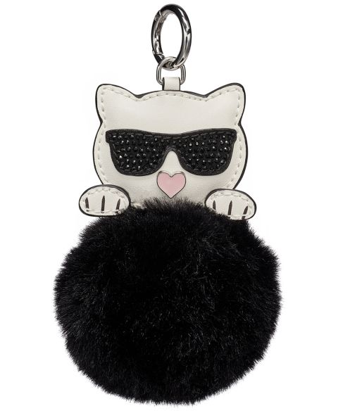 Женский брелок KARL LAGERFELD PARIS Choupette Pom Pom Bag Charm, цвет: Чёрный / Серебряный