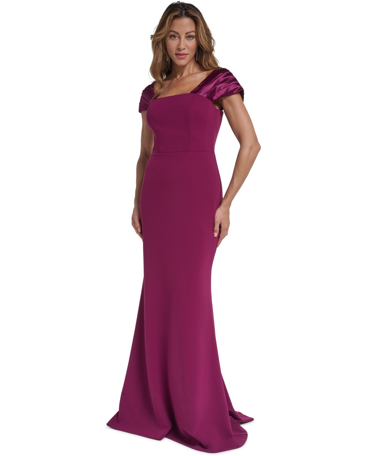 Eliza J Women's Off-the-Shoulder Fitted Gown - Burgundy