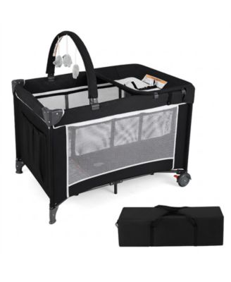 3-in-1 Portable Baby Crib Playpen Featuring Changing Table