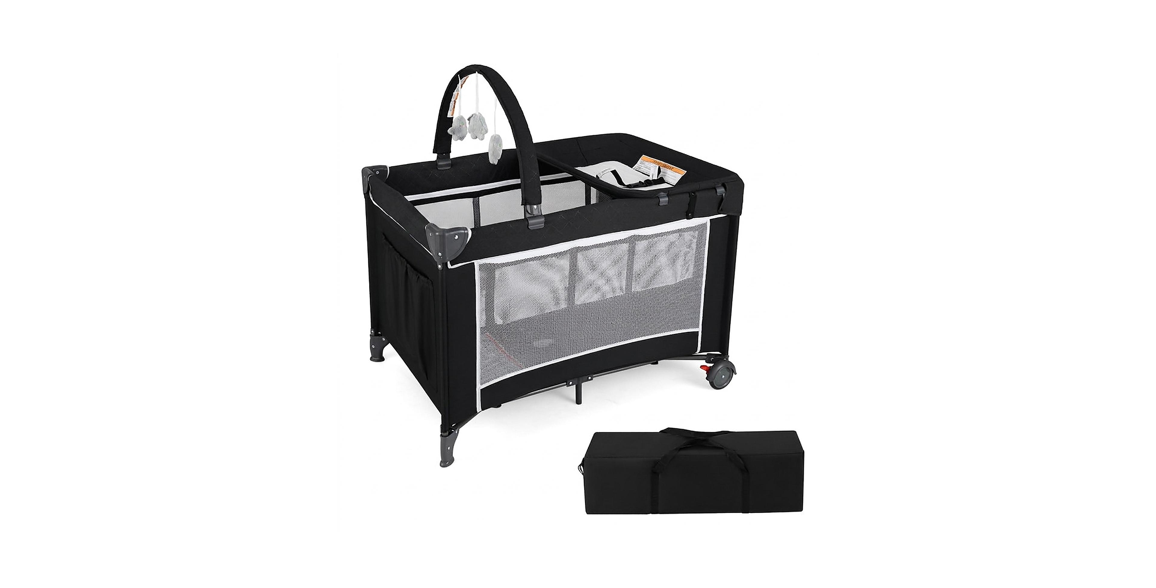 Gouun 3-in-1 Portable Baby Crib Playpen Featuring Changing Table