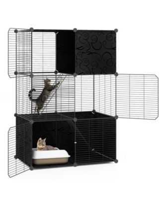 Multi-Level Cat Tower with 2-Door Condo and Hammock