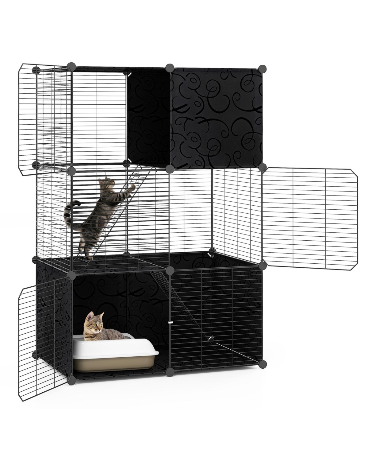 Sugift Multi-Level Cat Tower with 2-Door Condo and Hammock