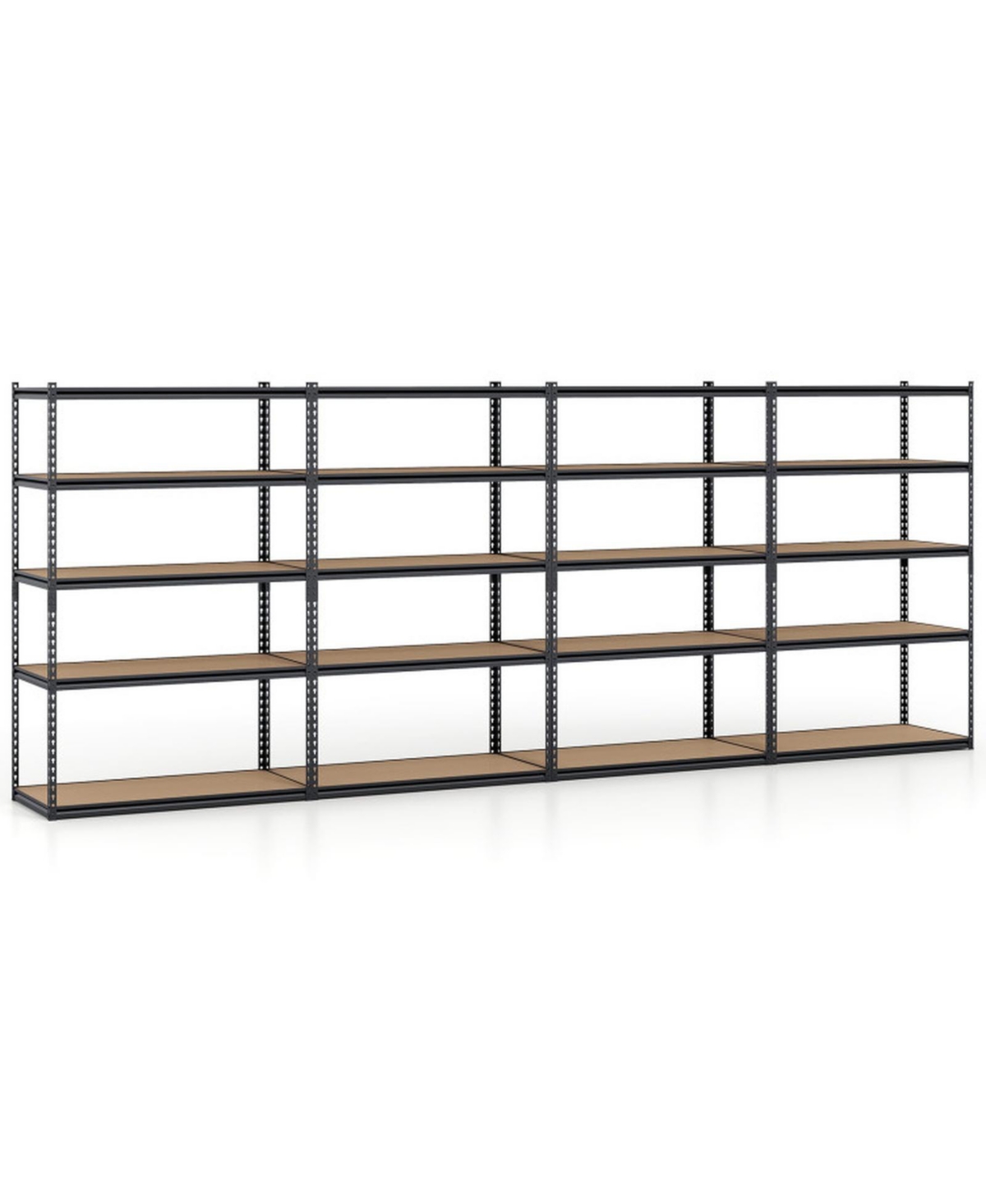 Gouun 60 Inch 4-Piece 5-Tier Metal and Mdf Adjustable Heavy-Duty Garage Shelving Unit - Black metal