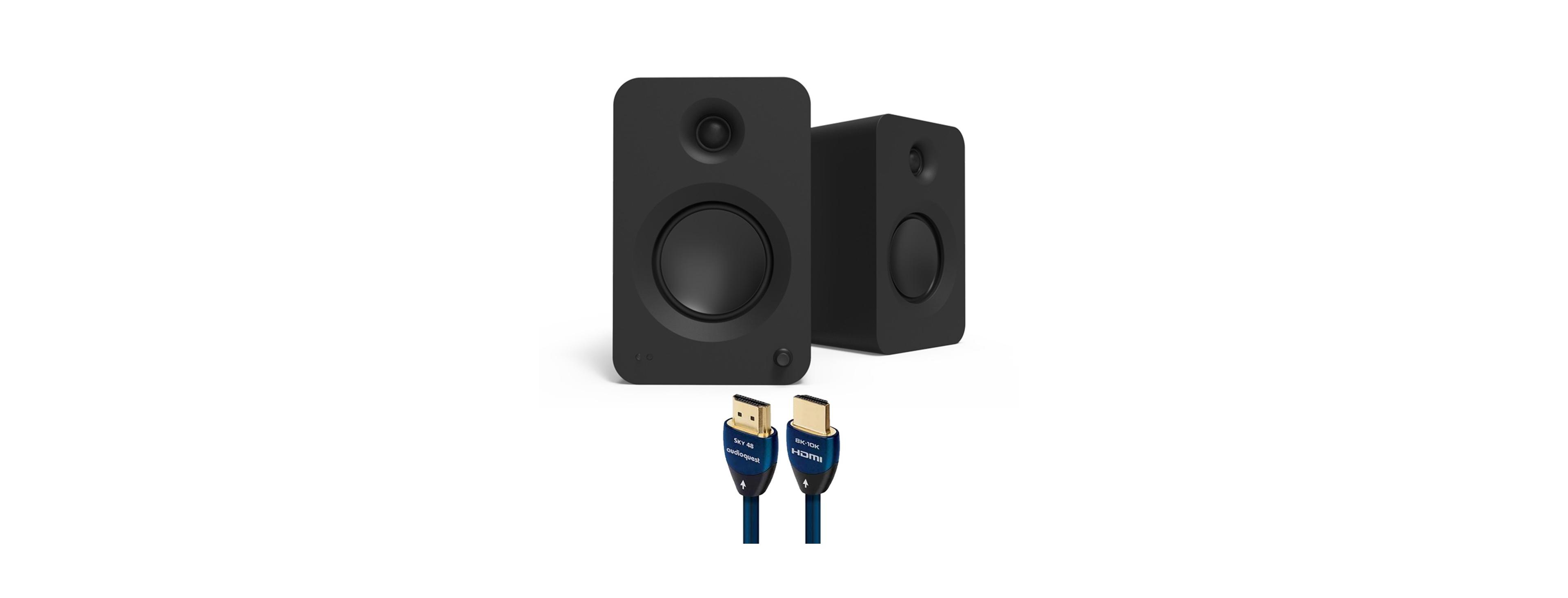Kanto Ren Powered Speakers Bundle with AudioQuest Sky 48 Hdmi Cable - 3m