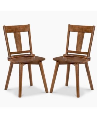 2-Pack Solid Rubber Wood Slat Back Kitchen Dining Chairs