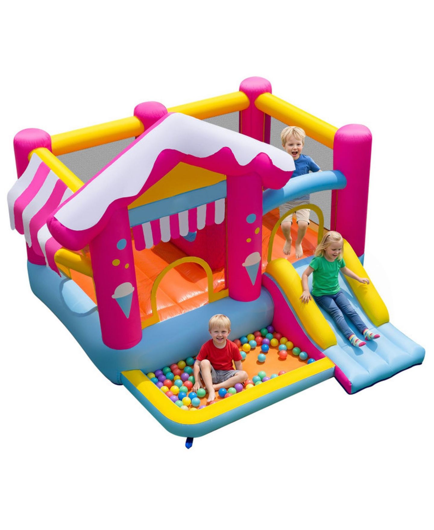 Детская игрушка SUGIFT 5-in-1 Inflatable Bounce House with Tunnel and Slide, Supports 2 Children, Ages 3-12, цвет: Розовый — фото 9